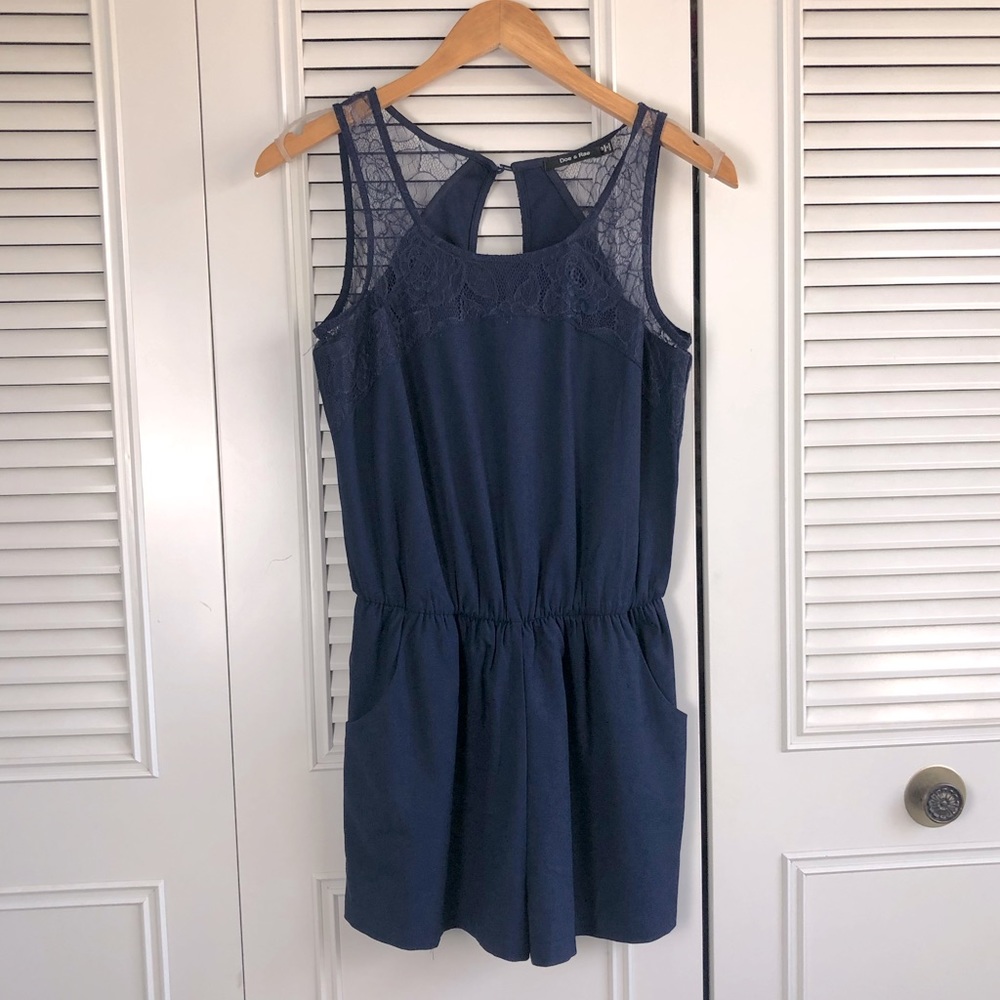 **CLOSING BUY ONE GET ONE**Doe & Rae Romper Lace Straps Cross Back Keyhole